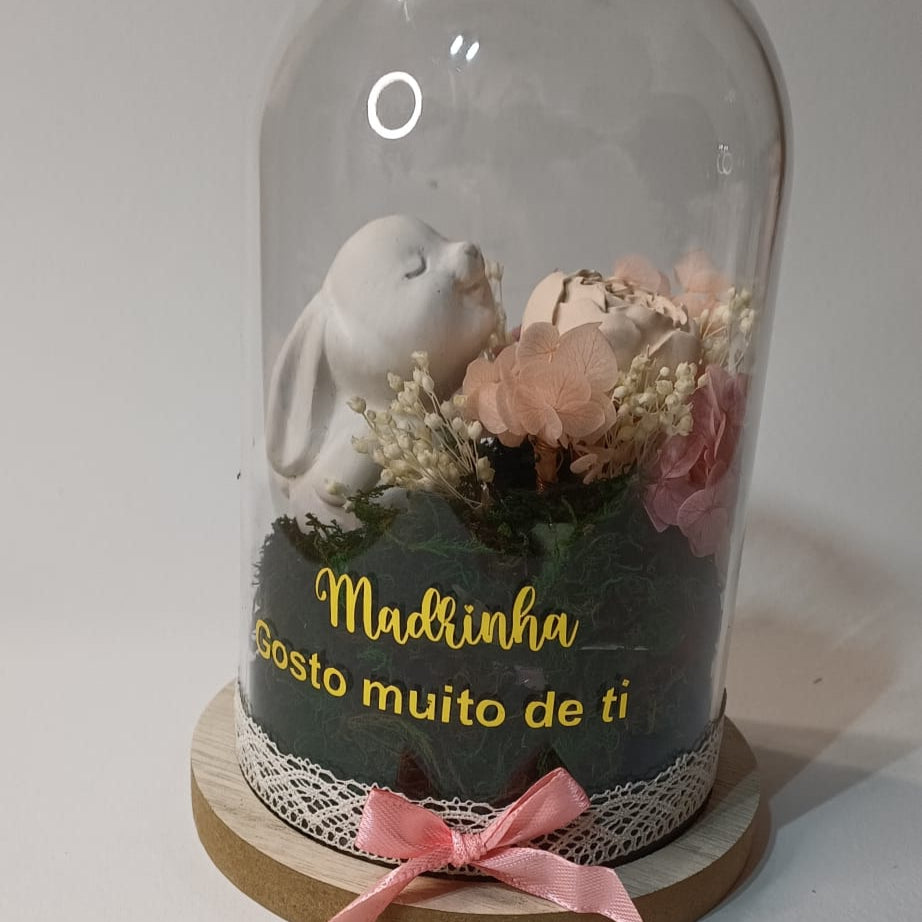 Cupula com coelhinho, madrinha gosto de ti