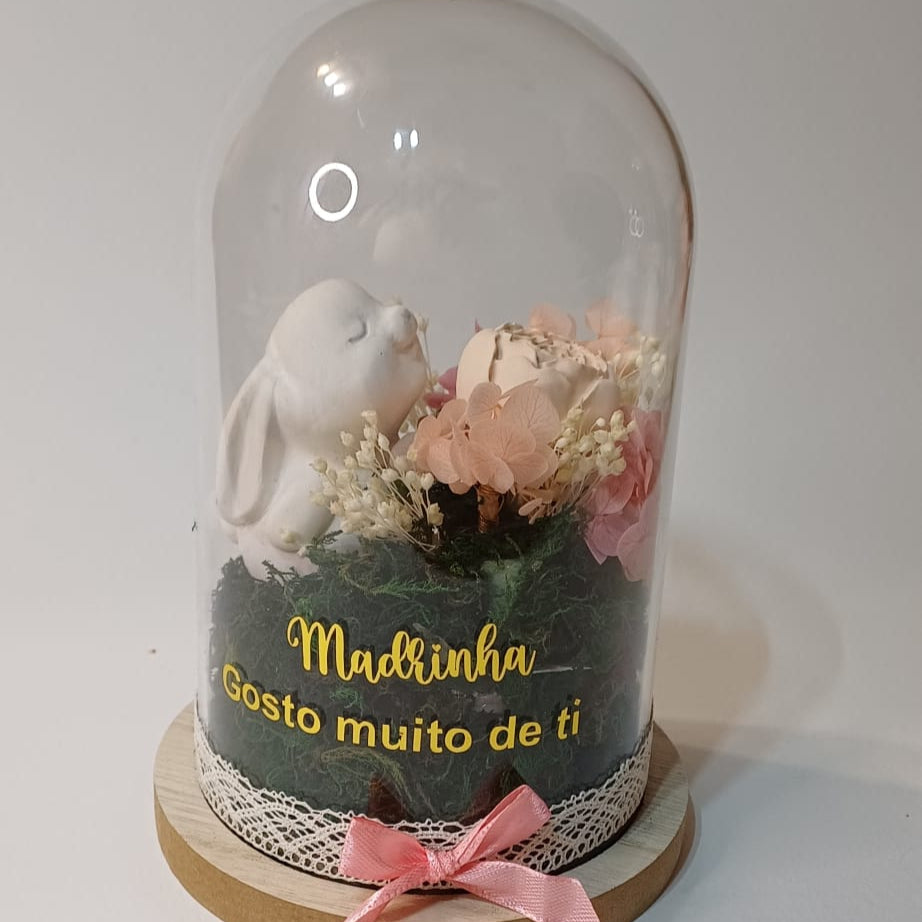 Cupula com coelhinho, madrinha gosto de ti